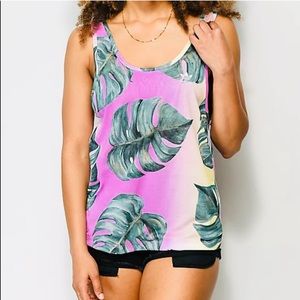 ADIDAS Floral Monstera Leaf print tank top L